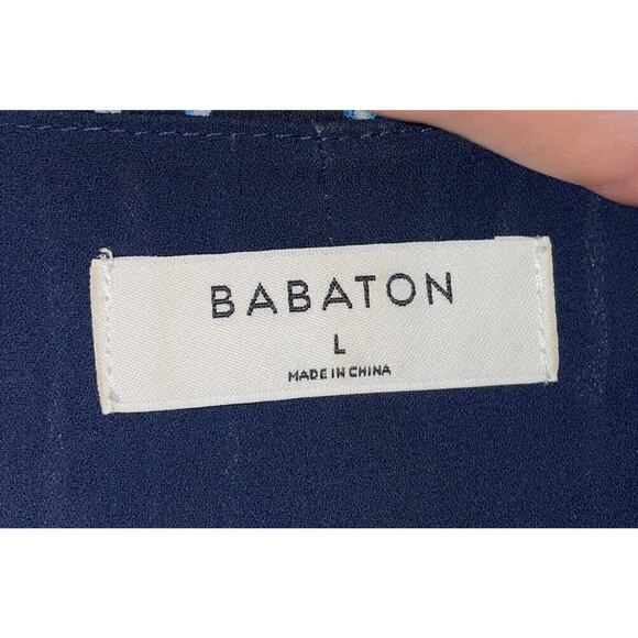 Babaton Aritzia Women’s Wallace Wrap Dress Blue Print Size Large Indigo Glimmer - Picture 5 of 10